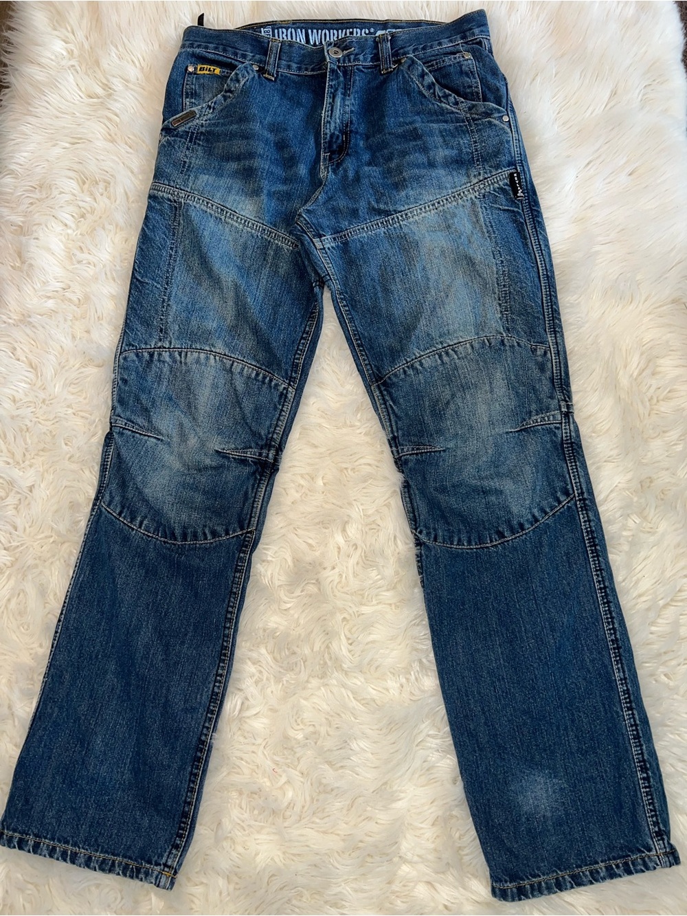 Iron Workers Bilt Men’s Blue Work Jeans Articulated Knee Utility Denim